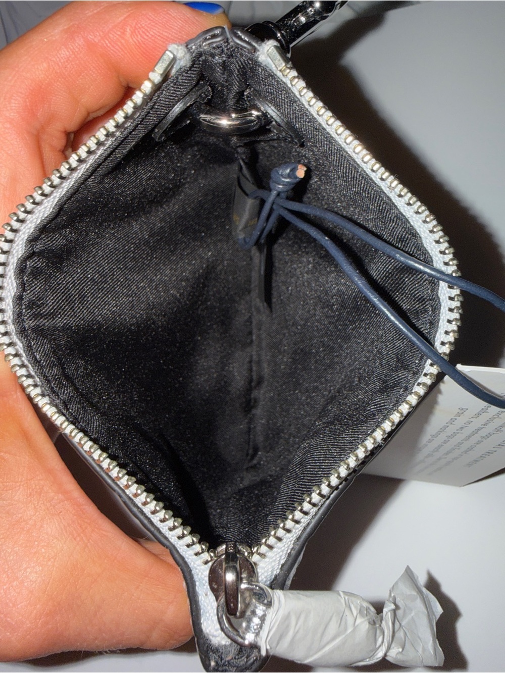 NWT Rebecca Minkoff Silver Croc-Embossed Clip Pouch NEW Clutch/Charm - Picture 8 of 11